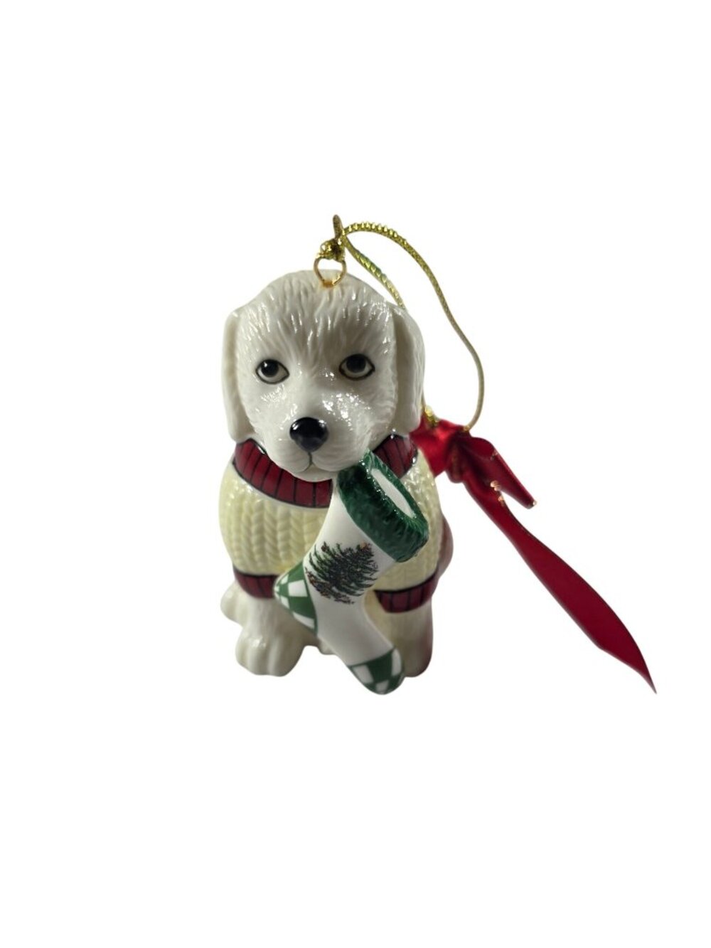 Spode Christmas Dog Ornament With Sweater & Stocking Doglover Gift